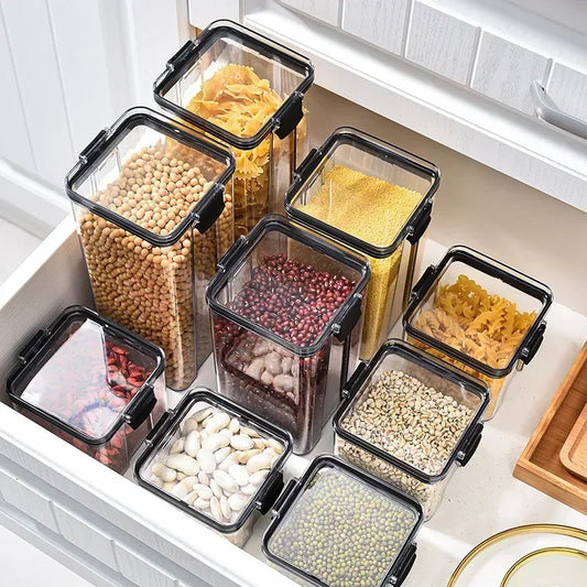 460–1800ml Stackable Airtight Food Storage Container Set – Plastic Kitchen Jars for Multigrain, Tea, Dried Fruit & More