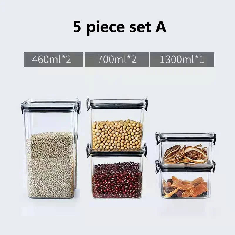 460–1800ml Stackable Airtight Food Storage Container Set – Plastic Kitchen Jars for Multigrain, Tea, Dried Fruit & More