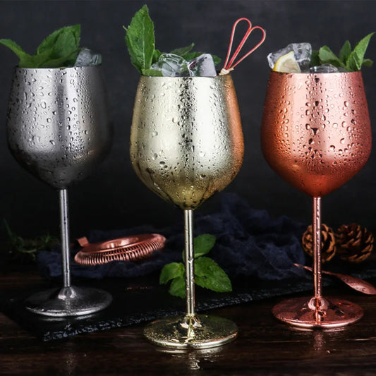 Stainless Steel Wine Goblet Bar Drinking Champagne Glass 220ml 350ml 500ml Party Home Bar Supply