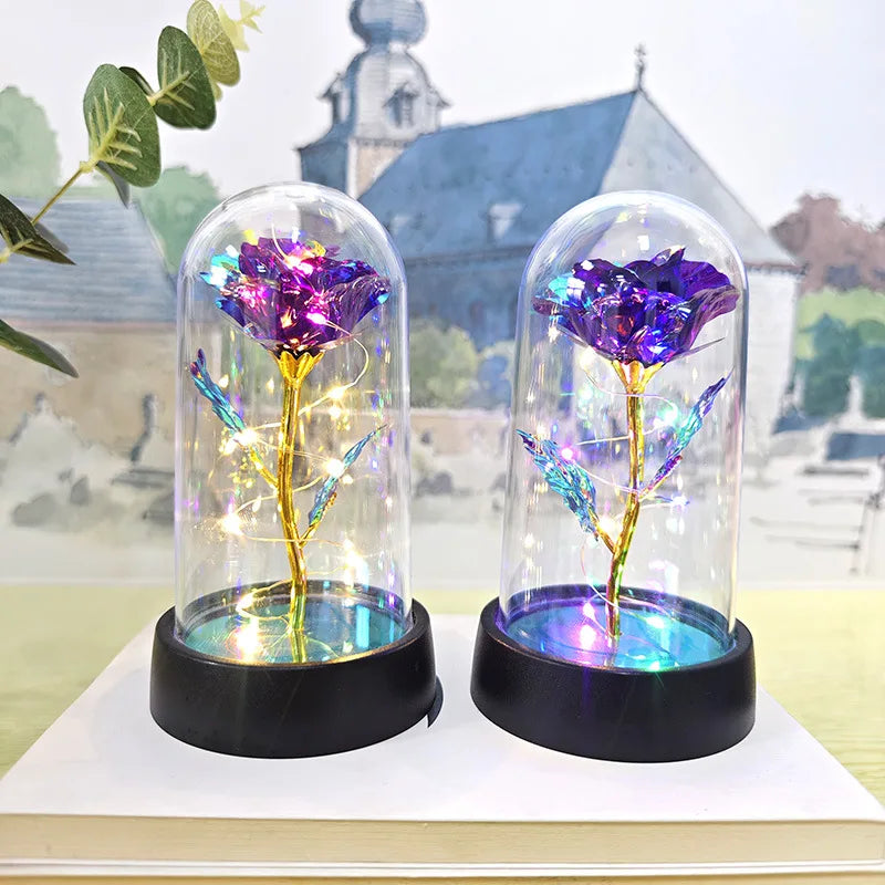 Eternal Rose Light LED Foil Flower Valentines Day Gift Wedding Party Decor  Artificial Rose Flowers Light Christmas Decoration