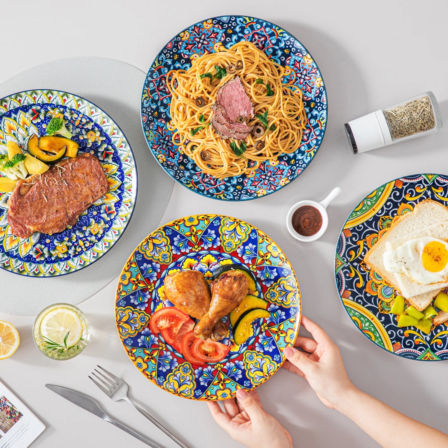 Vancasso 6-24 Piece Ceramic Dinnerware Set - Bohemian Style Stoneware for 6