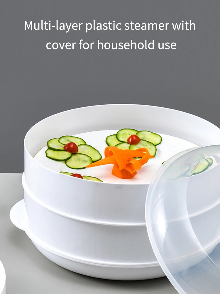 1PC Double Microwave Oven Special Steamer Box Multi-Function Hot Steamed Bun Large CapacityTray Household Heating Appliance