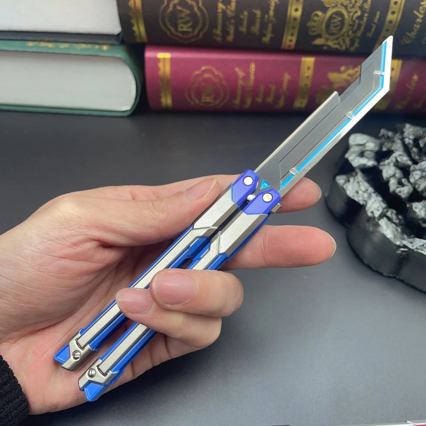 Hot Valorant Game Merch Craft Toy, 20 Cm (7.8 Inches), Foldable RGX Butterfly Knife, Zinc Alloy Metal, Comes with Sheath