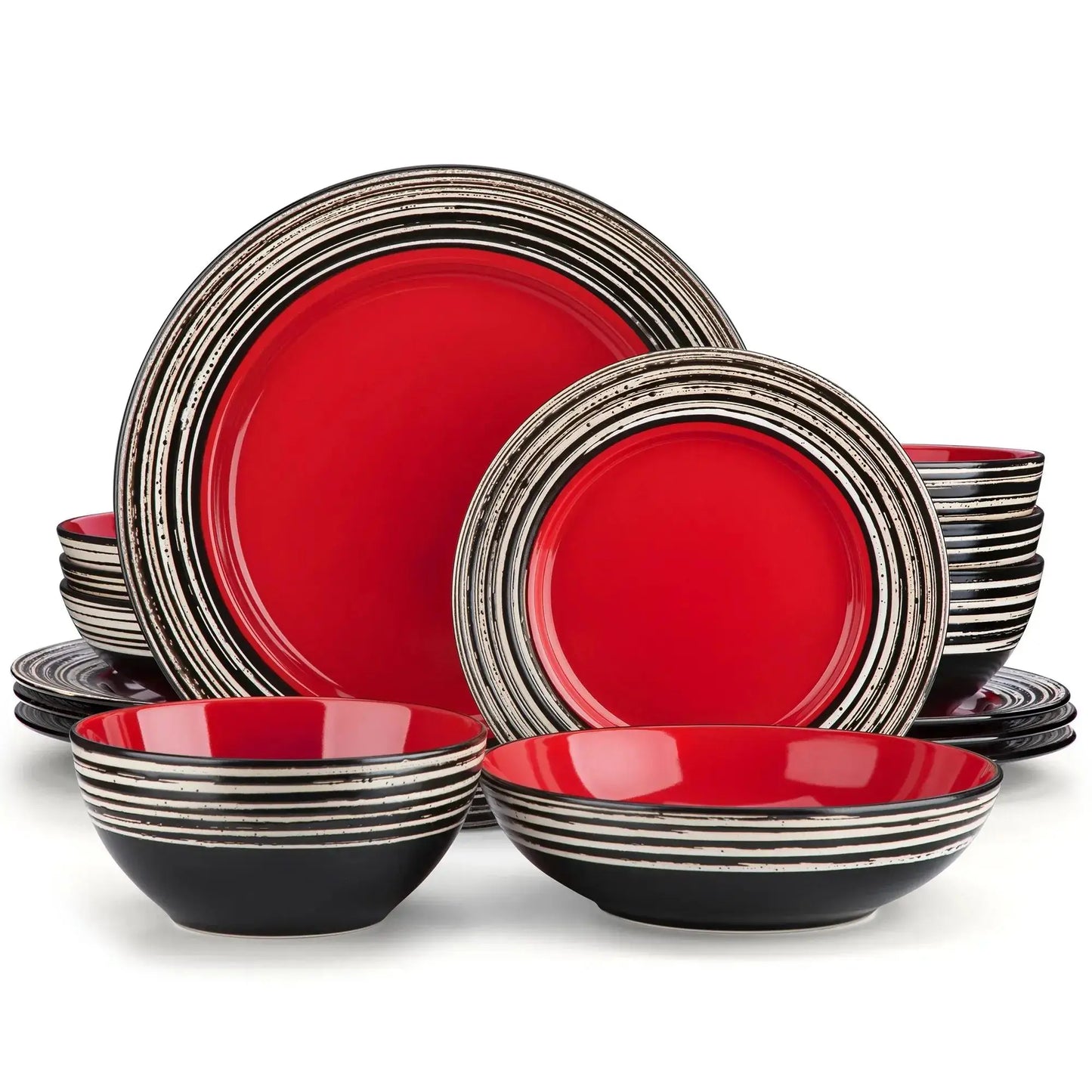VANCASSO ARBRE 16/32 Piece Stoneware Dinnerware Set with Dinner/Dessert Plate Cereal/Pasta Bowl Service for 4/8 Person 3 color