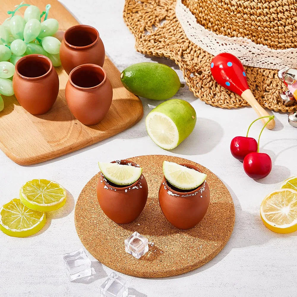 Mini Clay Tequila Shot Glasses Cantaritos de Barro Mexicanos for Tequila,Margaritas,Mojitos Natural Clay Cups for Taco Tuesdays