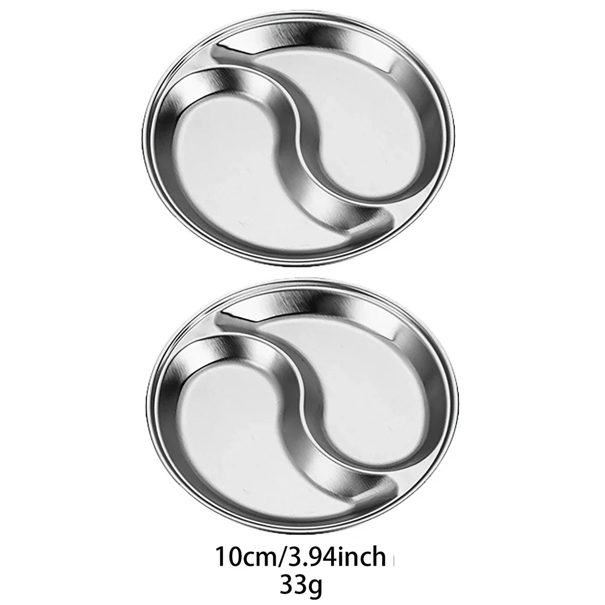 2pcs/set Korean Style Barbecue Dipping Dish Creative Stainless Steel Circular Grid Plate Thickened Golden Sauce Dish Snack Plate