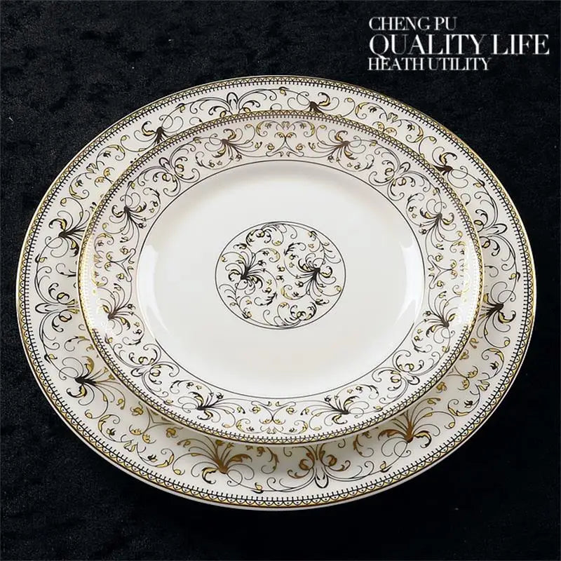 46-piece set, royal gold ware designed,  fine bone china dinnerware sets, chinese crockery set plates, porcelain dinnerware