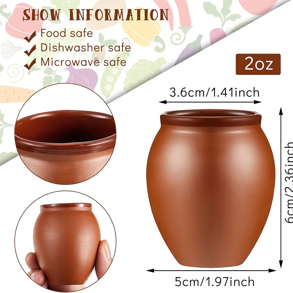 Mini Clay Tequila Shot Glasses Cantaritos de Barro Mexicanos for Tequila,Margaritas,Mojitos Natural Clay Cups for Taco Tuesdays