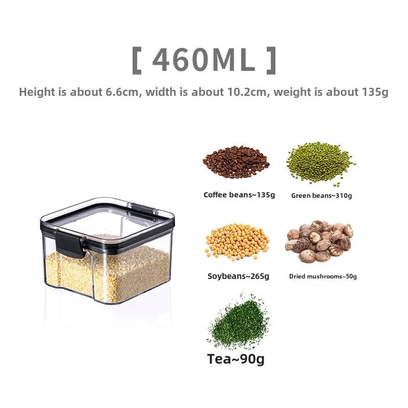 1Pc Sealed grain container Kitchen storage Food-grade transparent plastic container Snack dry goods tea storage container Coffee