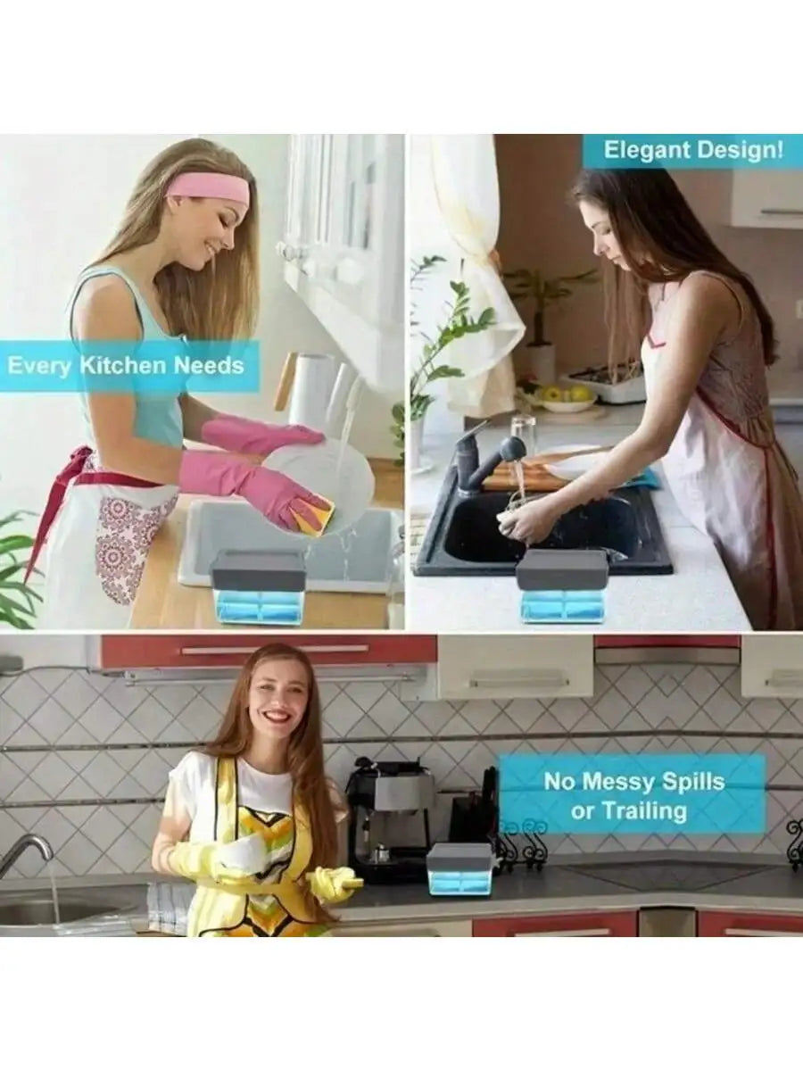 Automatic Soap Dispensing Dishwashing Pot Brush – Press Clean Kitchen Brush with Liquid Filling Box & Cleaning Cloth