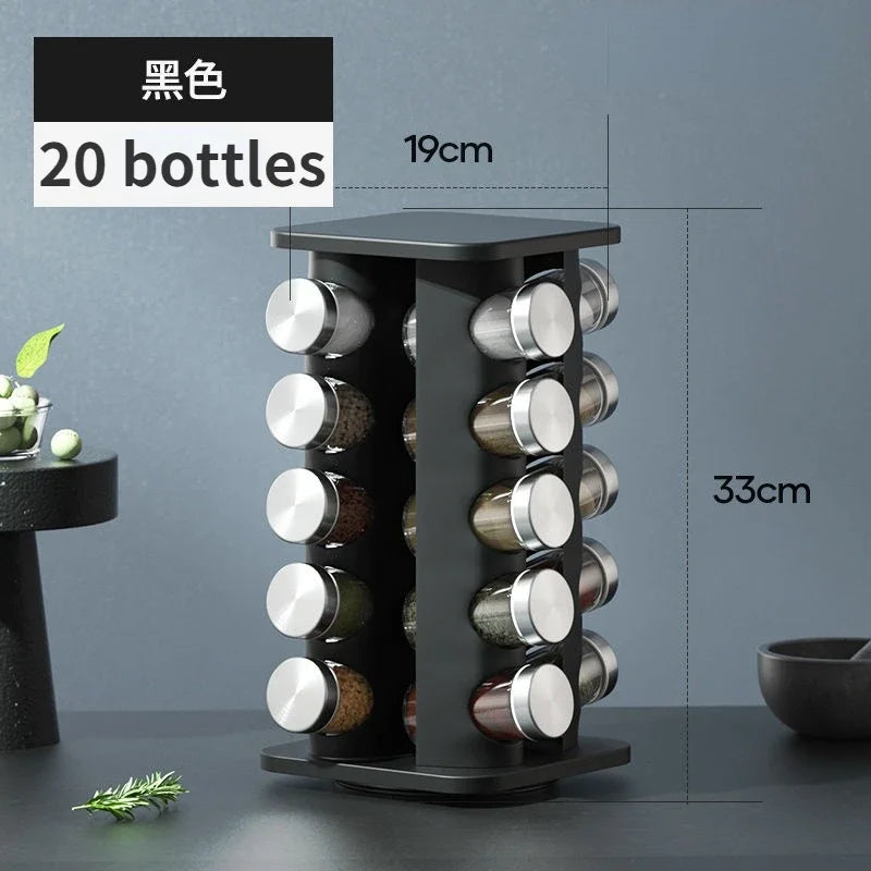 Stainless Steel Rotating Seasoning Rack Nordic Style Kitchen Special 360-degree Rotating Countertop Seasoning Storage Rack