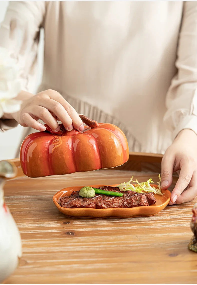 Cute and Novel Pumpkin Ceramic Dinner Plate