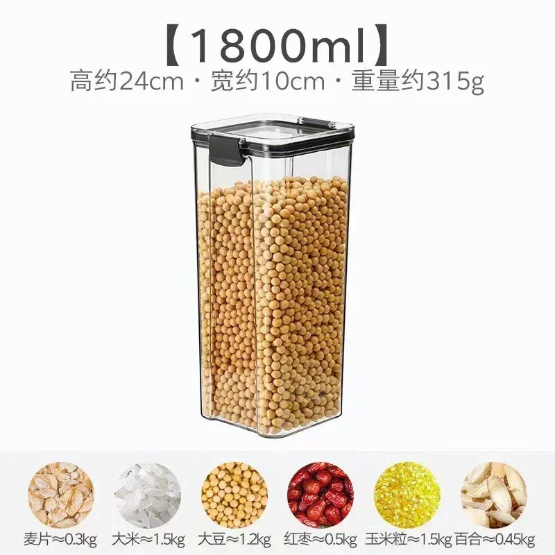 460–1800ml Stackable Airtight Food Storage Container Set – Plastic Kitchen Jars for Multigrain, Tea, Dried Fruit & More