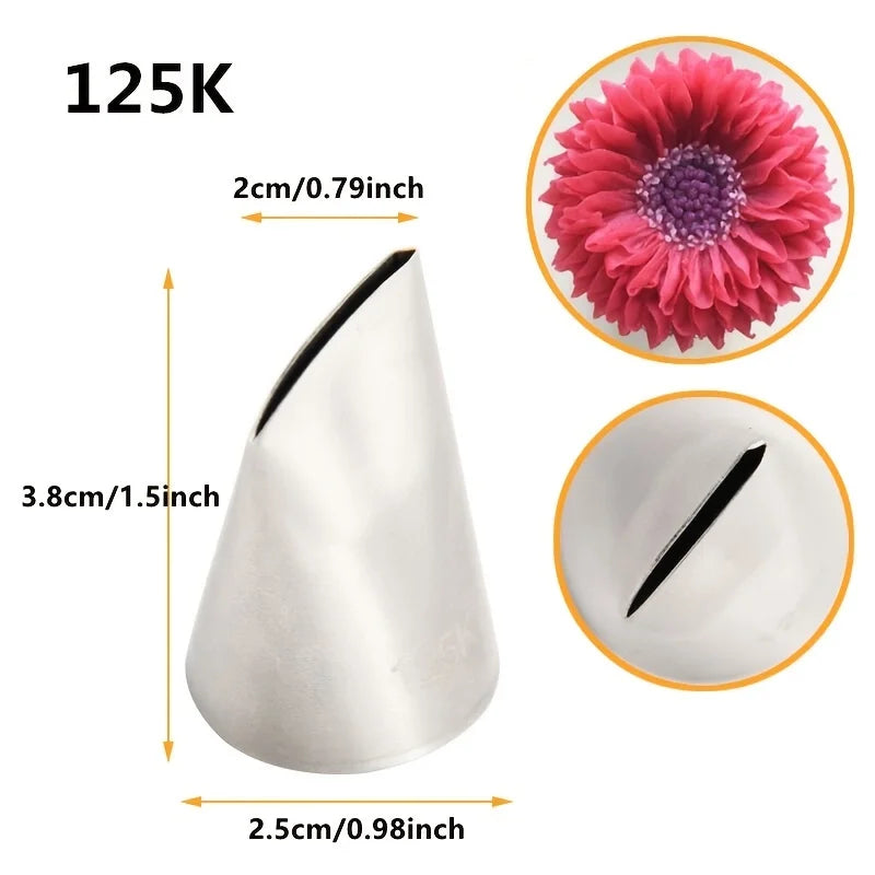 3pcs Piping Nozzles Set,Stainless Steel Rose Icing Cream Cake Piping Tips For Dessert Biscuit Cup Cake, 126k-125k-124K