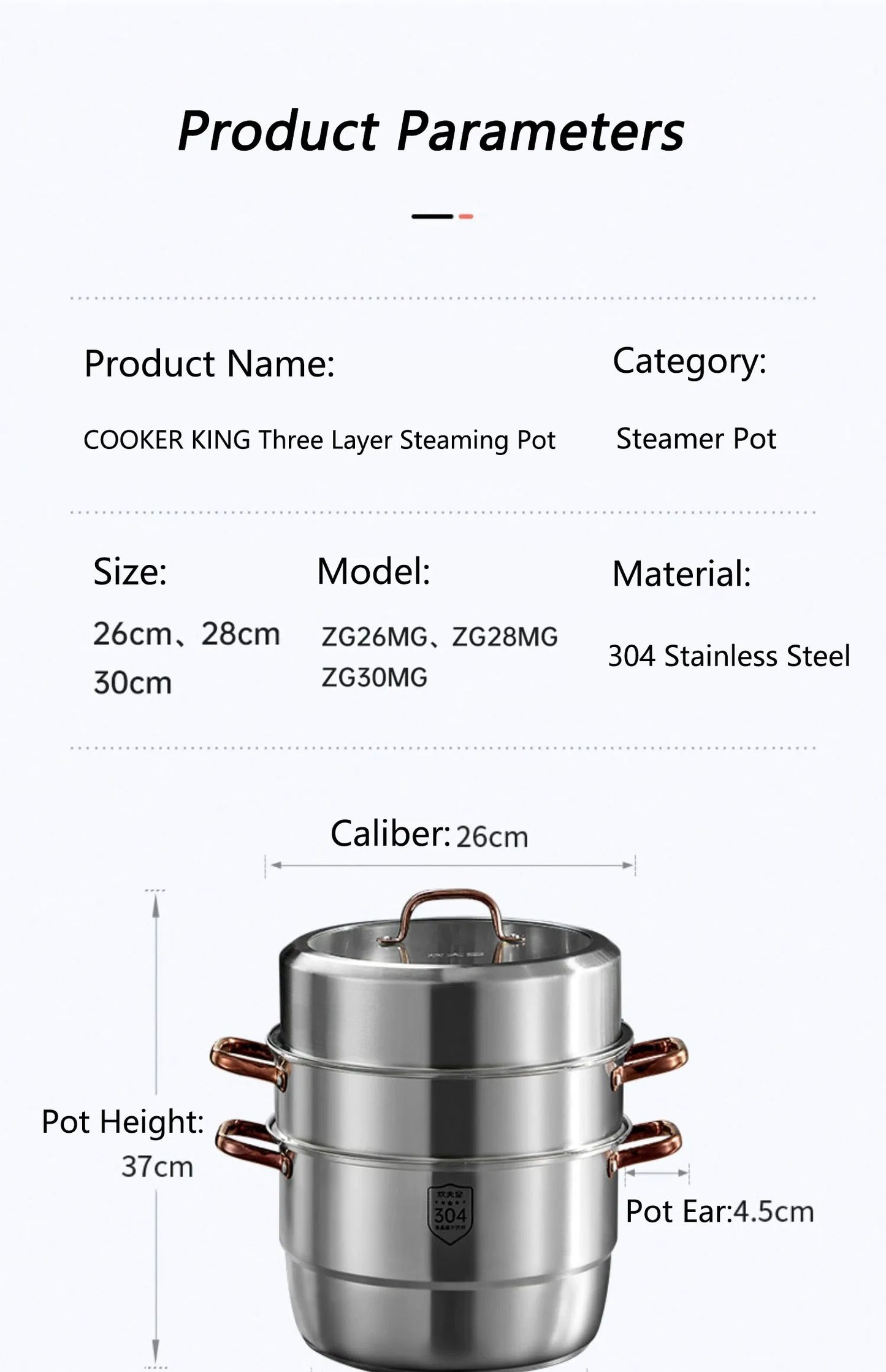 COOKER KING 304 Stainless Steel Steamer Thickened Double-Layer Steamer Used For Induction Cooker And Gas Stove Kitchen Cookware