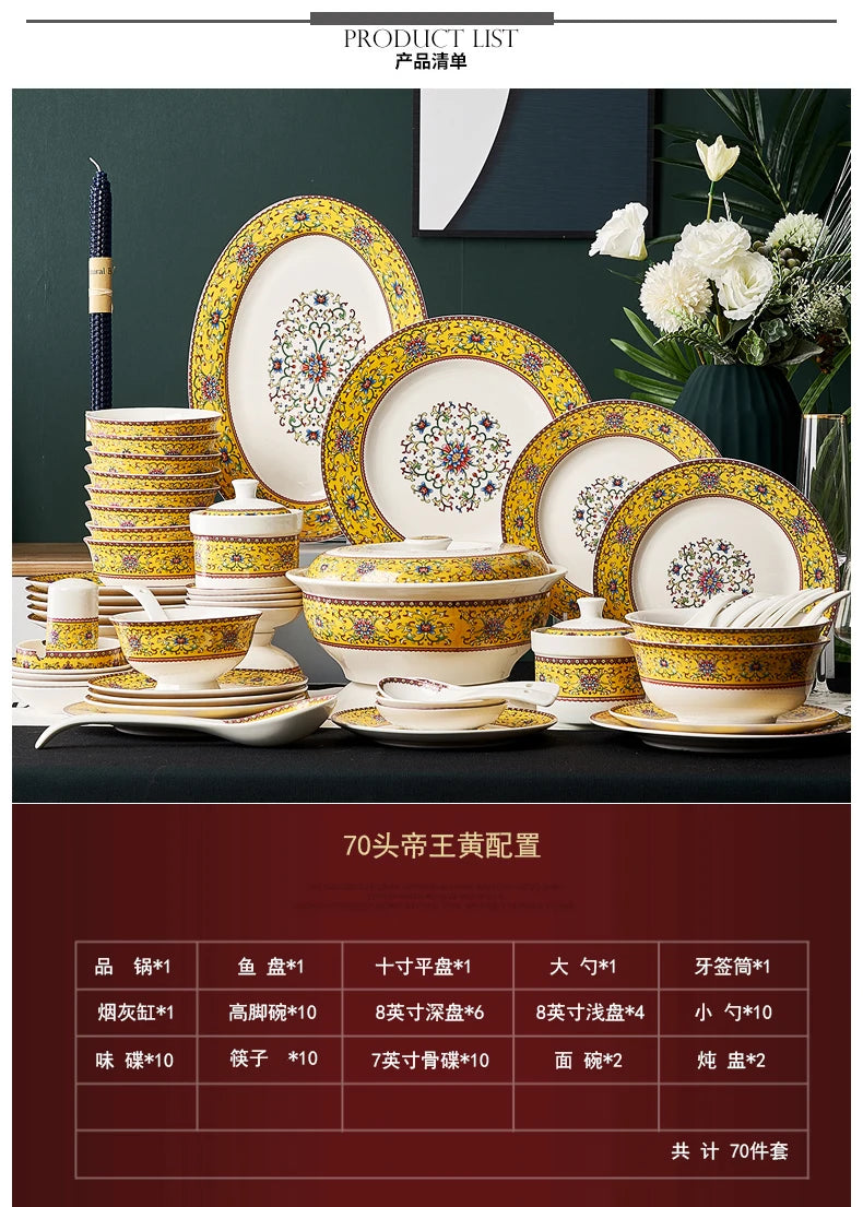 Fine China Kitchen Dinnerware Sets Ceramic Dining Room Guests Party Plates Set Christmas Gift Jogo De Jantar Serving Tableware