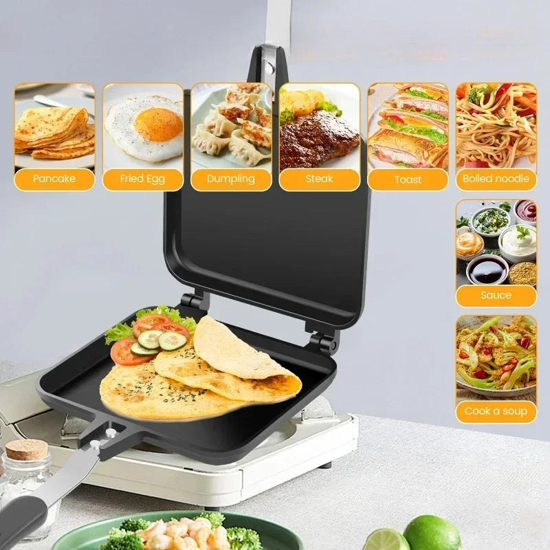 Aluminum Alloy Sandwich Maker Pan Non-Stick Sandwich Grill Pan Double Sided Frying Pan Detachable Hot Sandwich Maker Cookware
