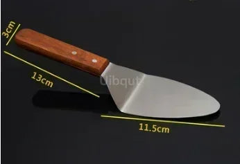 Stainless Steel Steak Fried Shovel Spatula Pizza peel Grasping Cutter Spade Pastry BBQ Tools Wooden Rubber Handle Kitchen turner