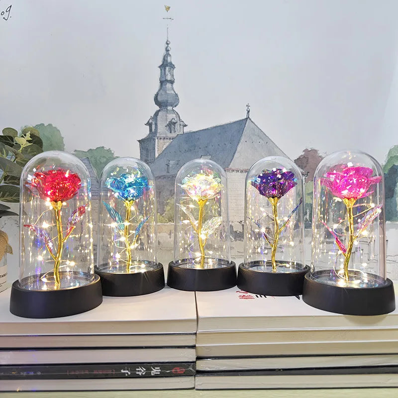Eternal Rose Light LED Foil Flower Valentines Day Gift Wedding Party Decor  Artificial Rose Flowers Light Christmas Decoration