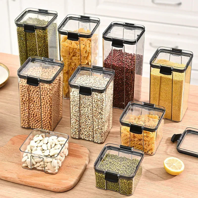 460–1800ml Stackable Airtight Food Storage Container Set – Plastic Kitchen Jars for Multigrain, Tea, Dried Fruit & More