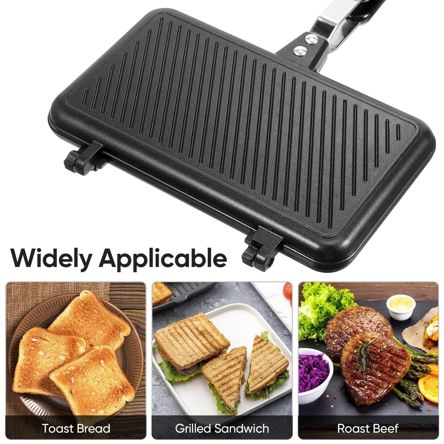 Sandwich Pan Baking Double Sided Omelette Nonstick Bakeing Bread Pans for Frying Flat Tray Ceramics