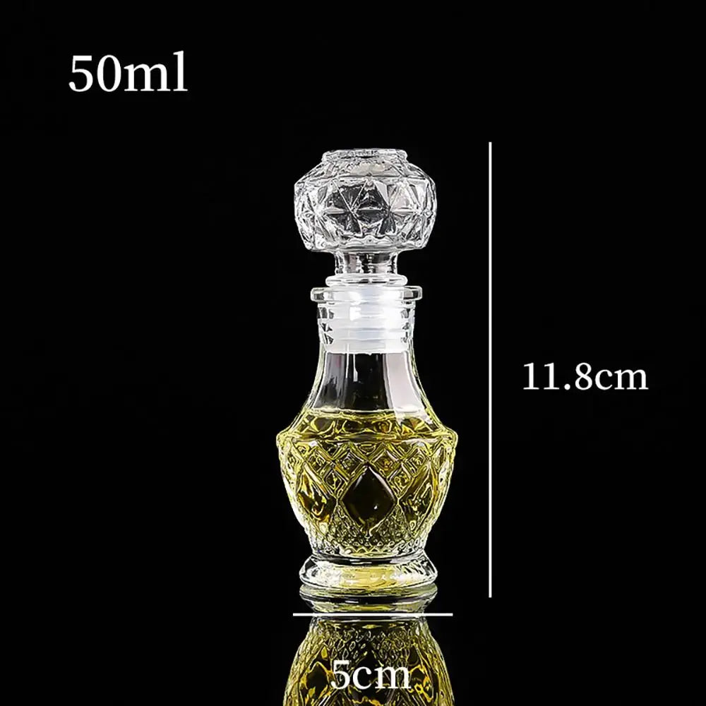 Mini Spirit Alcohol Liquor Bottle 50ml Transparent Glass Whiskey Decanter Handmade Diy Gift Bottles Perfume Glass Container