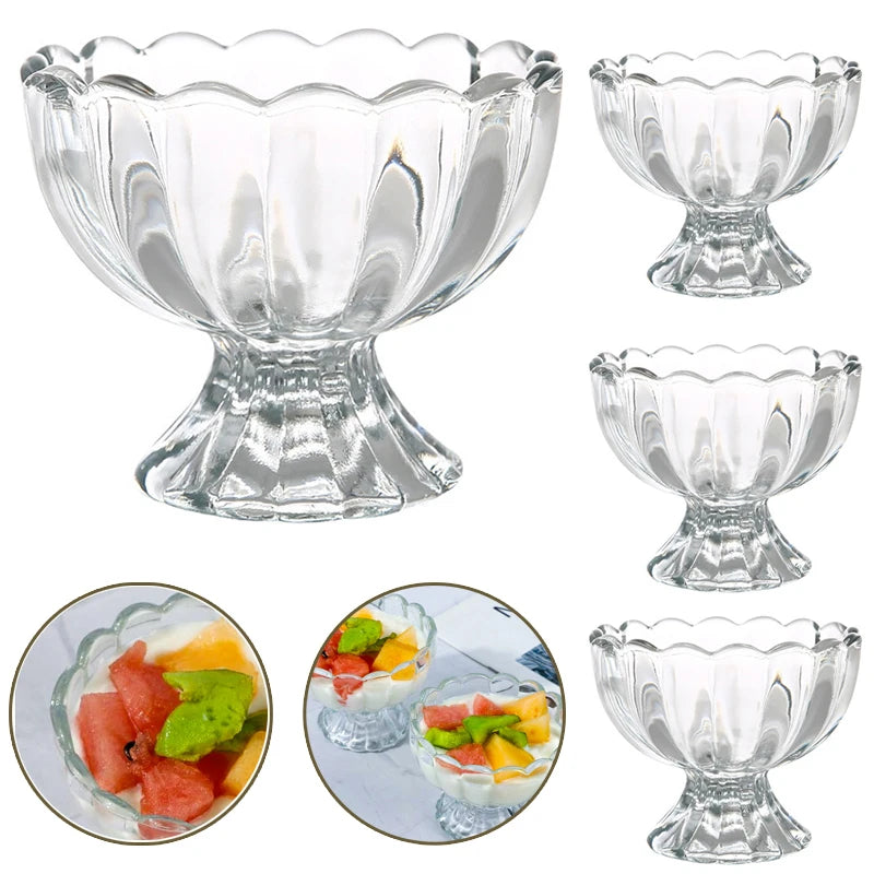 1/3PCS Dessert Glass Cup Ice Cream Pudding Dessert Transparent Mugs