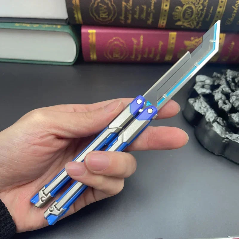 Hot Valorant Game Merch Craft Toy, 20 Cm (7.8 Inches), Foldable RGX Butterfly Knife, Zinc Alloy Metal, Comes with Sheath