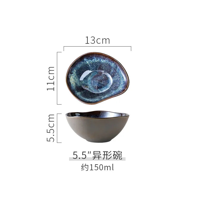 LingAo   Creative porcelain glazed porcelain bowl, soup plate tableware set