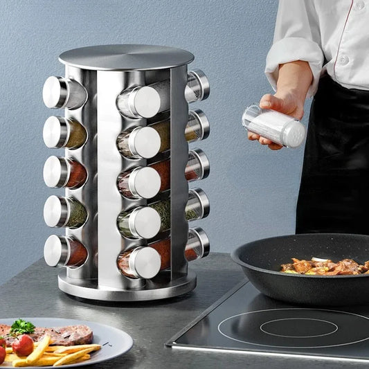 Stainless Steel Rotating Seasoning Rack Nordic Style Kitchen Special 360-degree Rotating Countertop Seasoning Storage Rack
