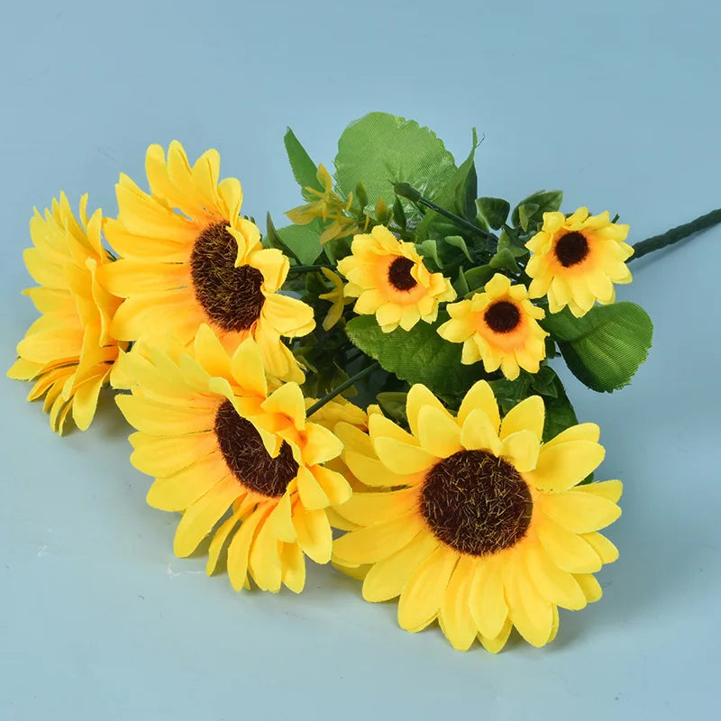 Artificial Sunflower Bouquet Silk Sunflower Fake Flower DIY Wedding Bouquets Centerpieces Party Desktop Home interior Decoration