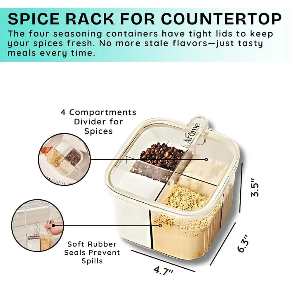 Cream Rotating Kitchen Utensil Holder – Multi-Purpose Countertop Organizer for Seasonings, Spices & Cutlery