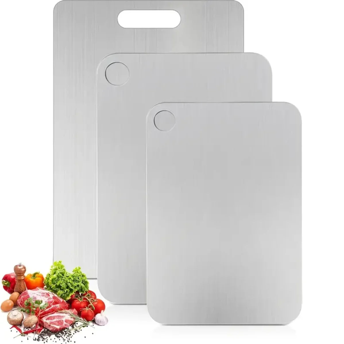 Titanium Cutting Boards for Kitchen Stainless Board 304 Steel Thickened Double Sided Food Grade Portable Fruit Meat Chopping