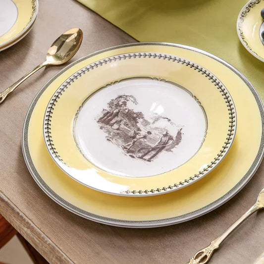 Nordic retro European tableware porcelain plates cups saucers pots high-end luxury sets creative home gifts
