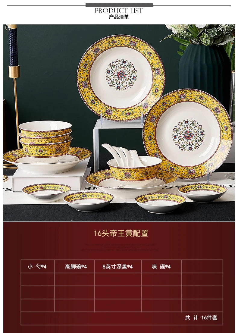 Fine China Kitchen Dinnerware Sets Ceramic Dining Room Guests Party Plates Set Christmas Gift Jogo De Jantar Serving Tableware
