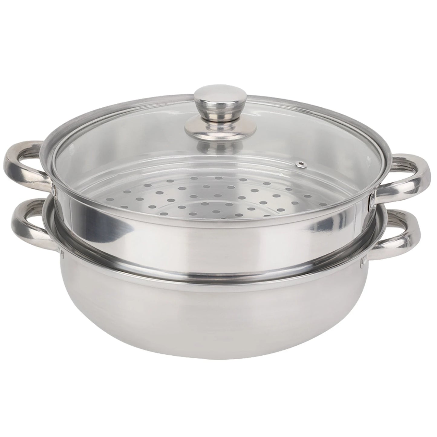 2 Layer Steamer Pot Cooker Stainless Steel Cookware 27cm Double Boiler Soup Steaming Pot for Home Kitchen Cooking