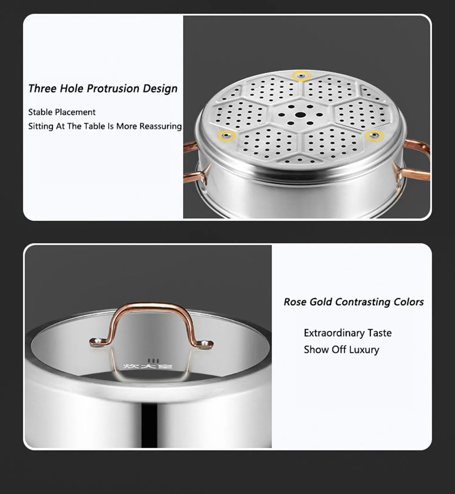 COOKER KING 304 Stainless Steel Steamer Thickened Double-Layer Steamer Used For Induction Cooker And Gas Stove Kitchen Cookware