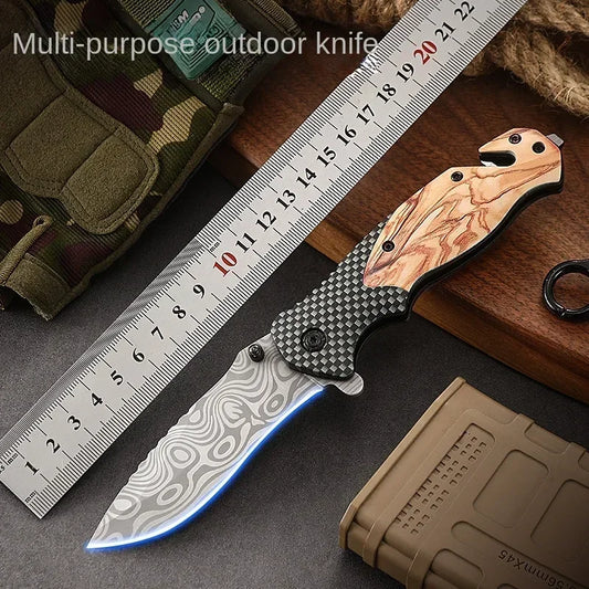 Portable Plastic Handle, Multi-purpose Folding Knife, Stainless Steel Blade, Camping and Tourism Cutting Tool