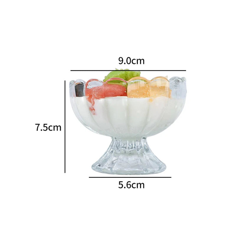 1/3PCS Dessert Glass Cup Ice Cream Pudding Dessert Transparent Mugs