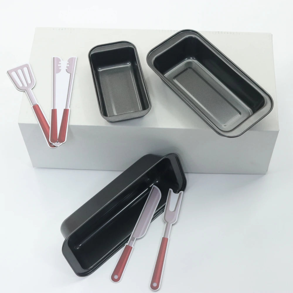 3Pcs Rectangular Baking Bread Loaf Pan,Gray Carbon Steel Nonstick Loaf Pan for Baking Homemade Bread,Toast,Brownies and Pound