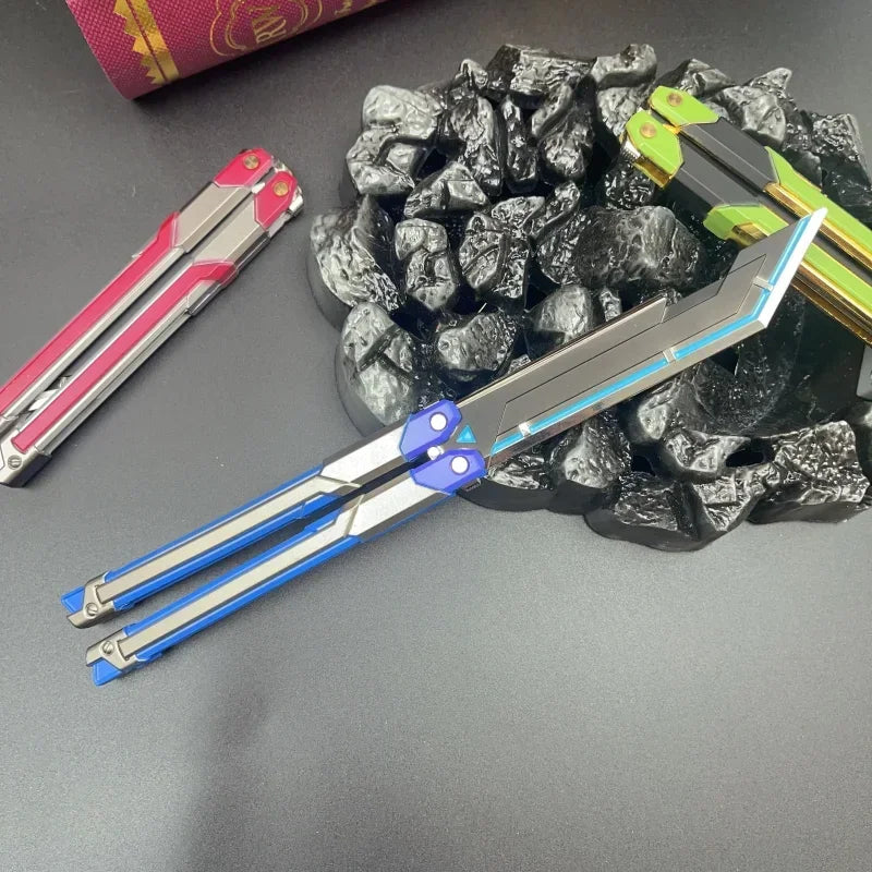 Hot Valorant Game Merch Craft Toy, 20 Cm (7.8 Inches), Foldable RGX Butterfly Knife, Zinc Alloy Metal, Comes with Sheath