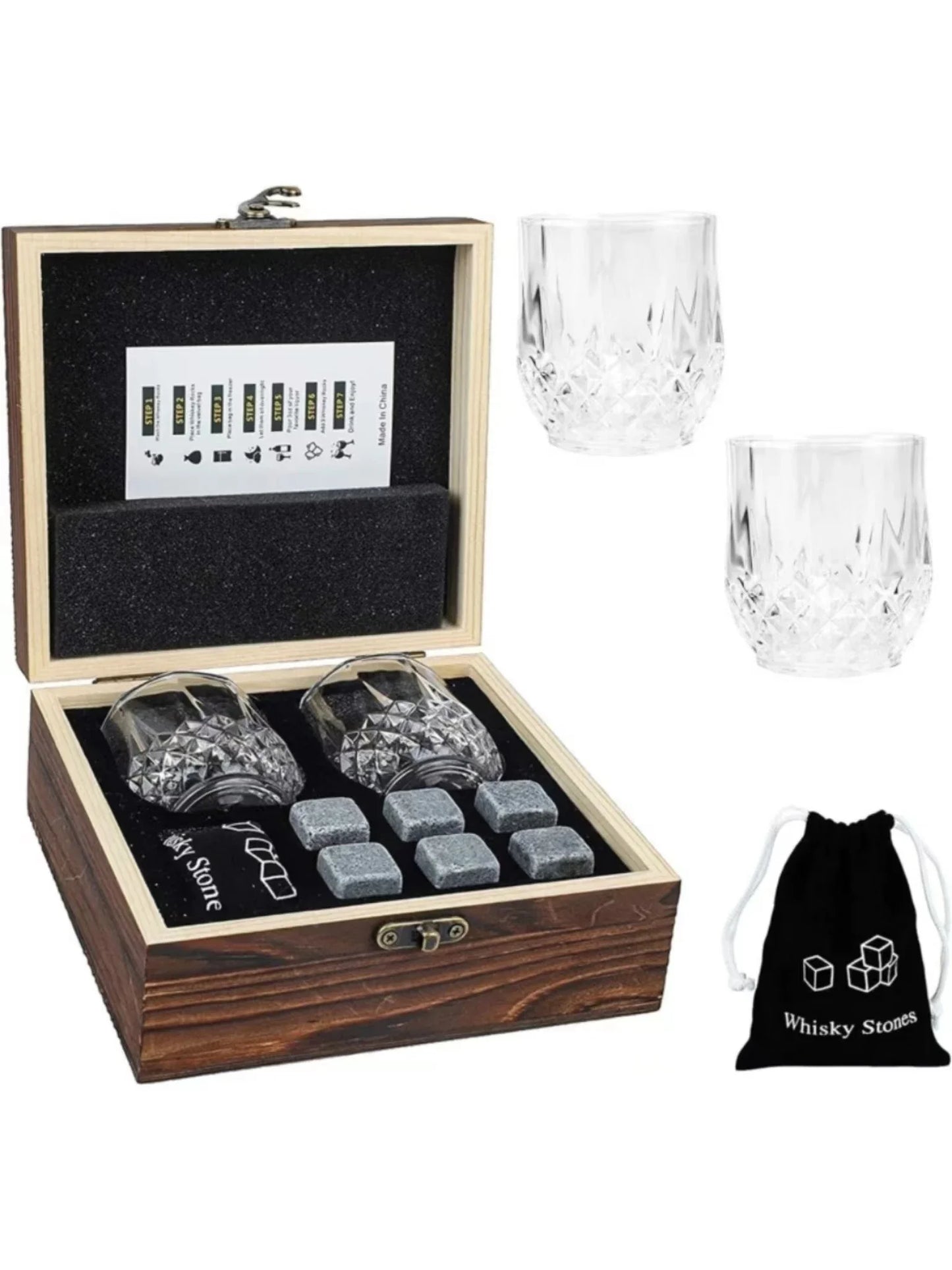 Father's Day Gift Whiskey Ice Stone Wine Glass Set