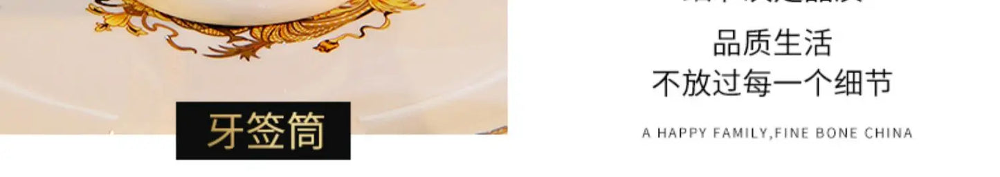 Gold Bone China Dinnerware Sets Ceramics Kitchen Gift Luxury Christmas Dinner Sets Wedding Party Vajillas Ceramica Dishes