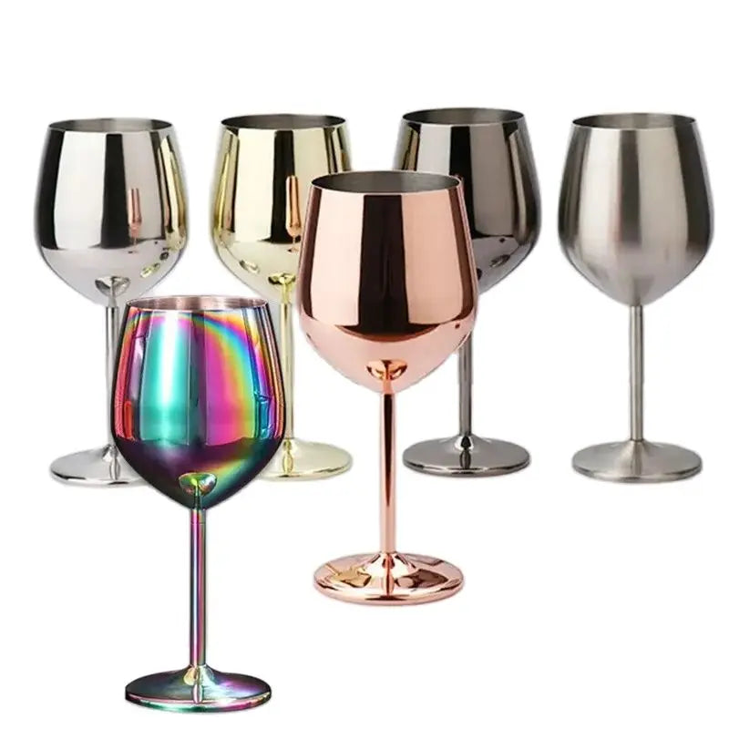 Stainless Steel Wine Goblet Bar Drinking Champagne Glass 220ml 350ml 500ml Party Home Bar Supply