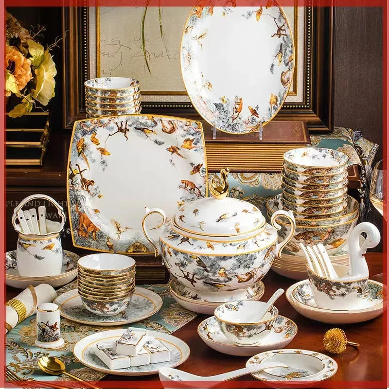 Household set Ceramic bowls, chopsticks, bone china tableware