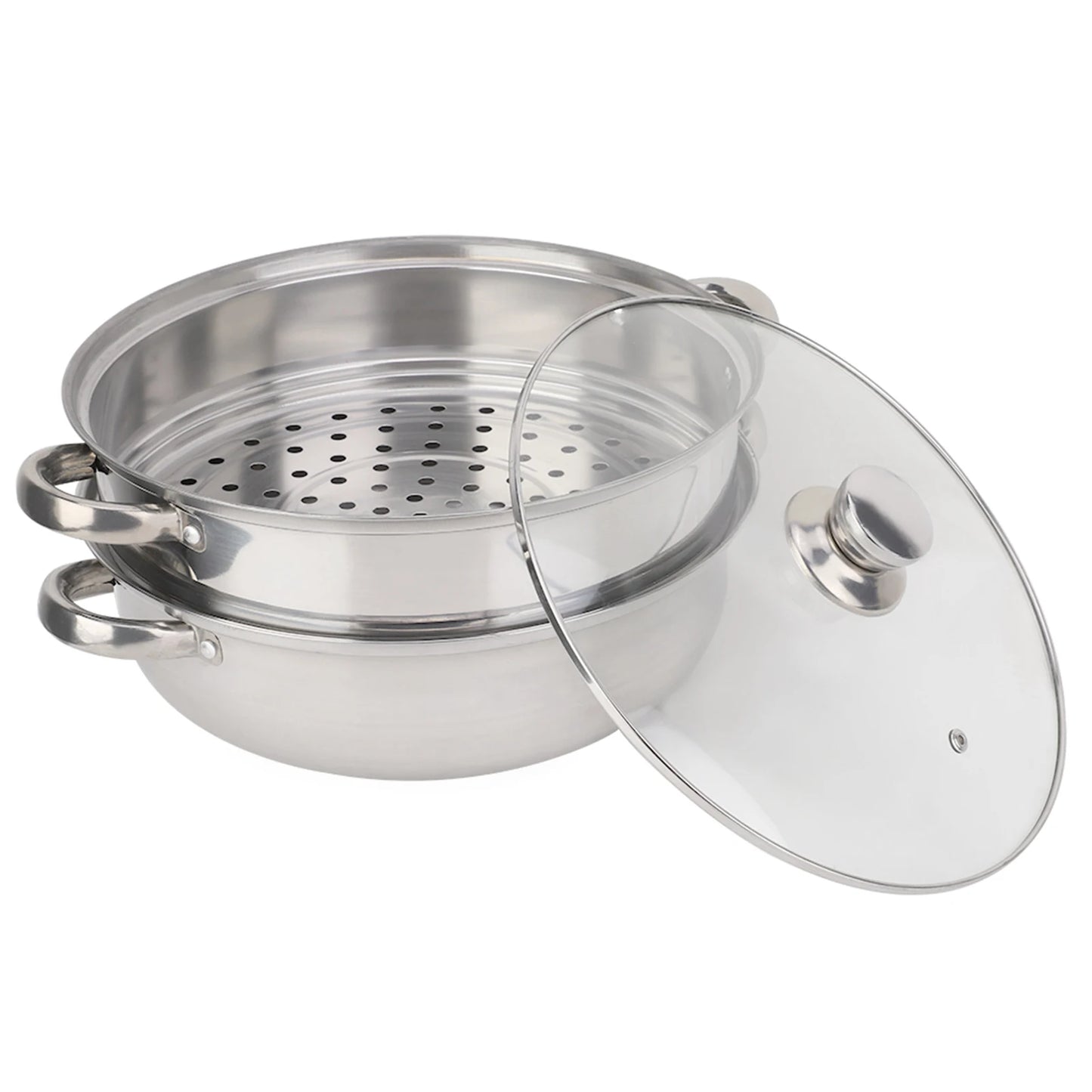 Stainless Steel Cookware 27cm/11in 2-Layer Steamer Pot Cooker Double Boiler Soup Steaming Pot Kitchenware Kitchen Supplies