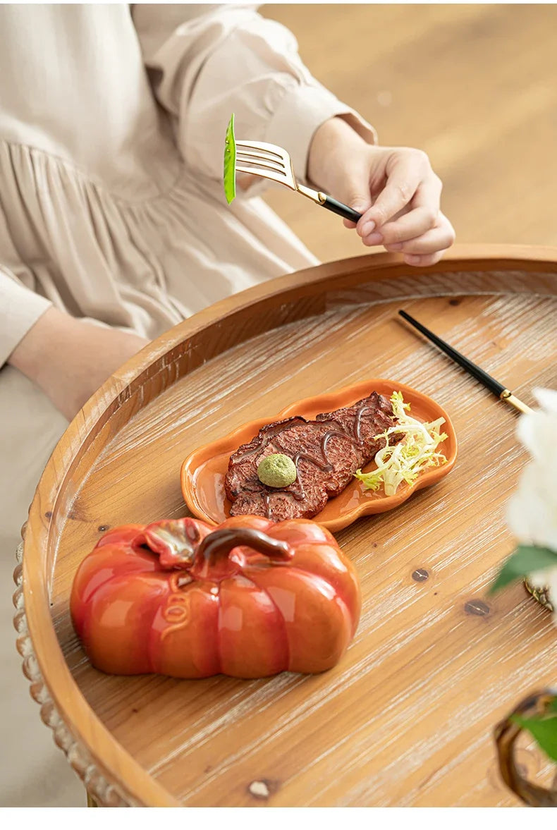 Cute and Novel Pumpkin Ceramic Dinner Plate