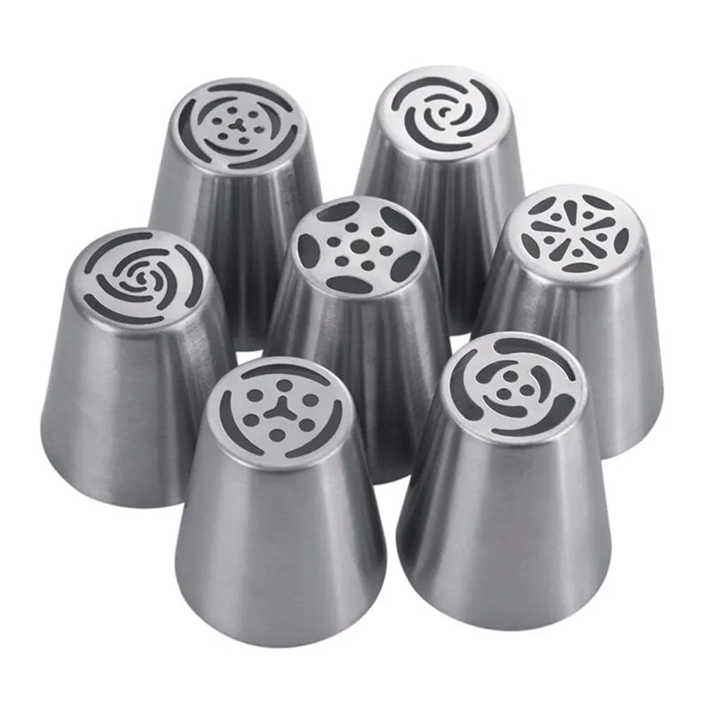 7pcs Icing Piping Nozzles Kitchen Accessories Baking Accessory Home Bakery Using Stainless Steel Pastry DIY Decorating Tools