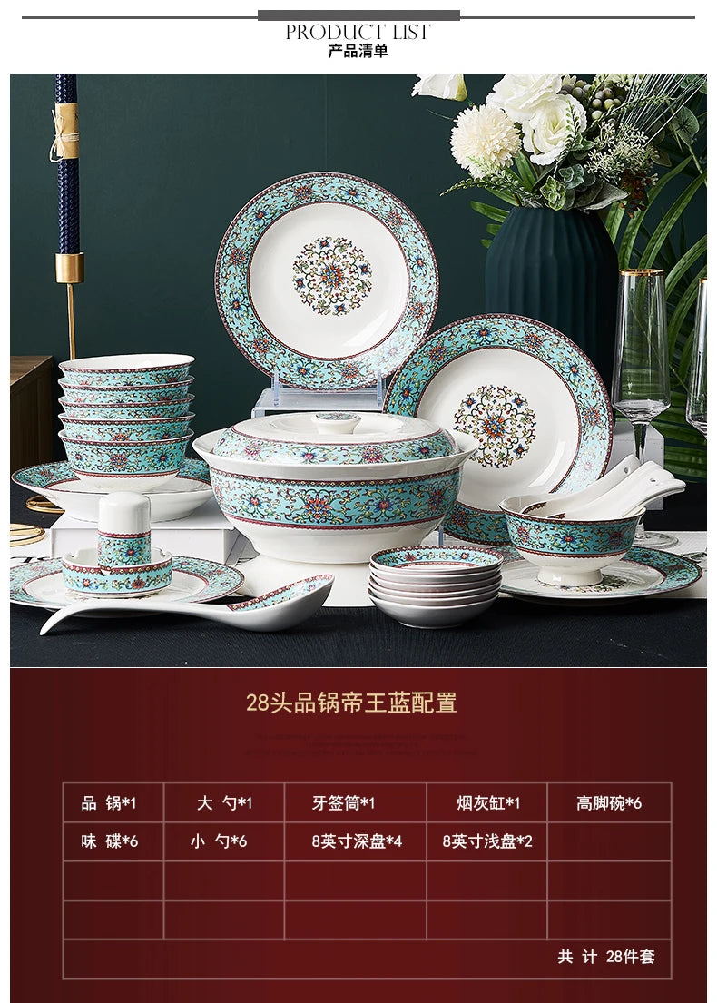 Fine China Kitchen Dinnerware Sets Ceramic Dining Room Guests Party Plates Set Christmas Gift Jogo De Jantar Serving Tableware