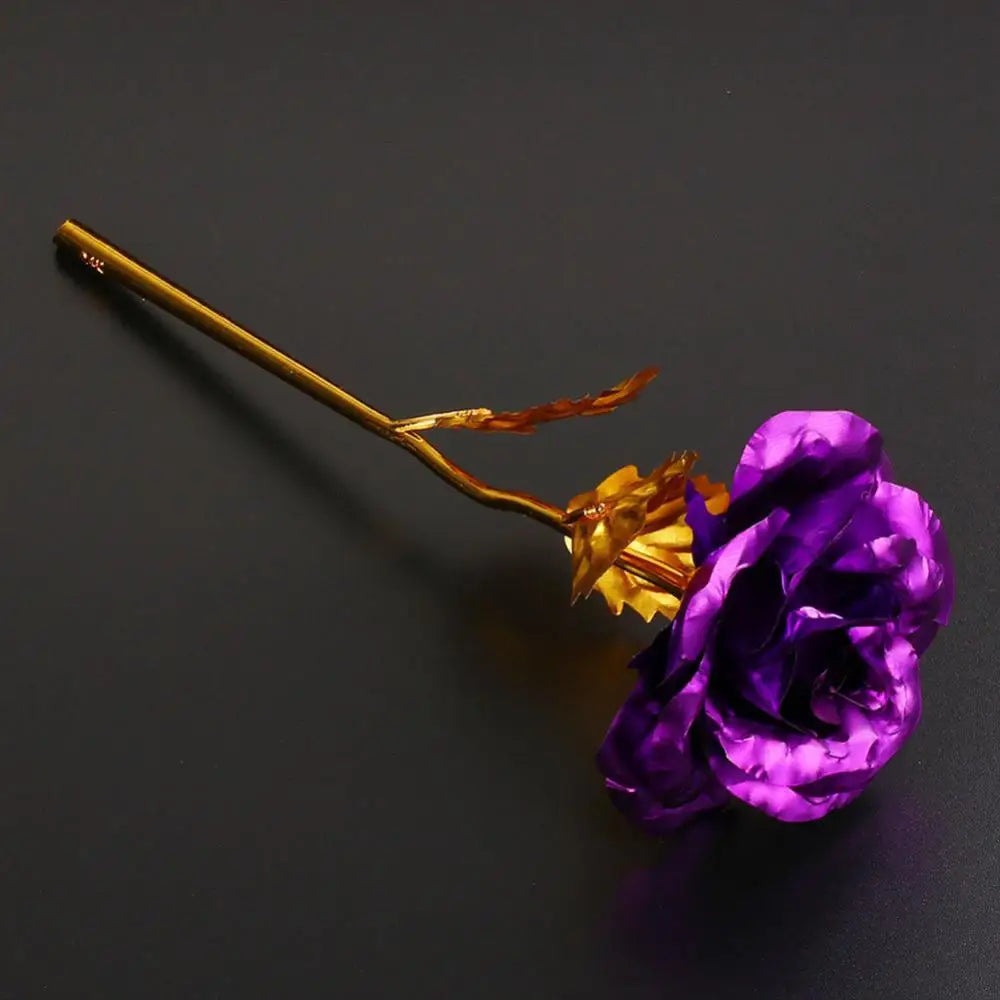 24k Gold Dipped Rose Flower Artificial Flowers Eternal Rose with Stand Forever Love In Box Birthday Valentine Day Gift for Girls